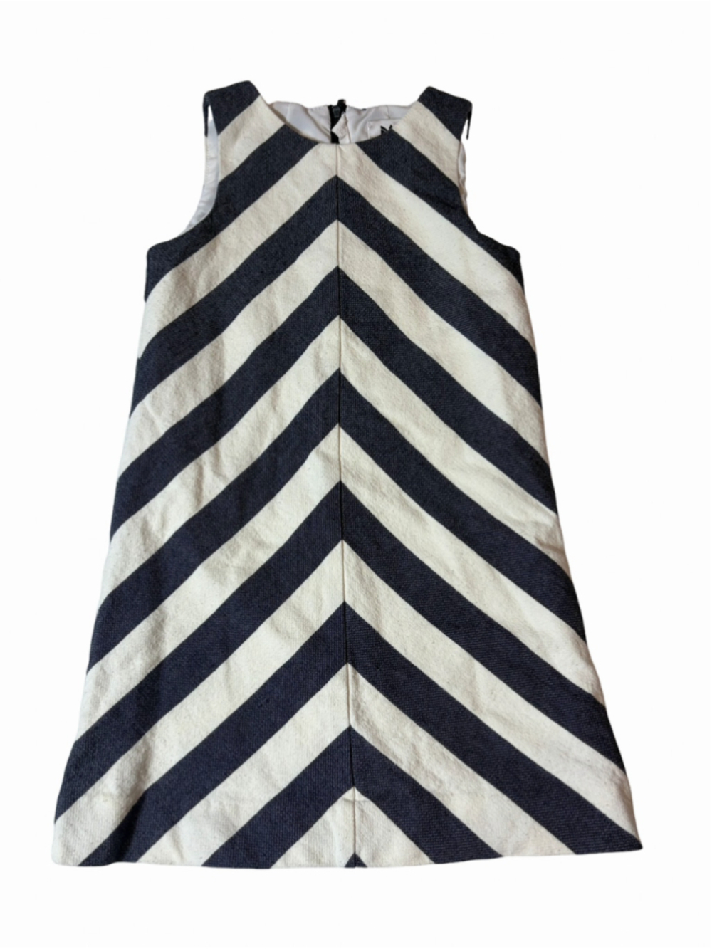 Milly Minis Girls Chevron Stripe Dress Size 7 Navy Cream Mod Preppy Party